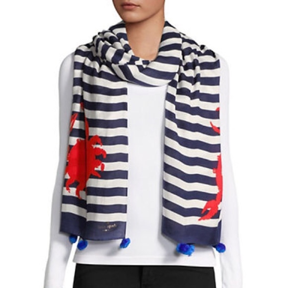 Kate Spade Hanging Crab Oblong Scarf NWT